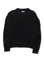 変わり編みニットプルオーバー/BLACK