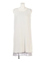 【CHIC】プリーツレイヤードニットワンピース/ホワイト