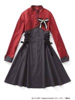 【スキヤキ】カードキャプターさくら×スキヤキ　バトルコスチュームモデル　さくらの星とストライプのハイウエストワンピース/レッド×ブラックストライプ