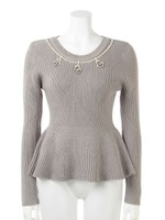 パールビジューペプラムニット/マスタード