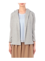 ビッグフードつきラメ使いカーディガン/グレー(012)