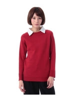 フェイクレイヤードシャツニット/レッド(062)