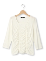 フロントギャザーカットソー/ブラック(019)