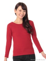 ボートネック起毛カットソー/レッド