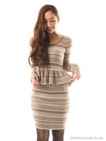 リブニットセットアップ/ボルドー