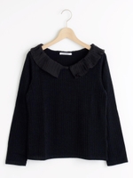 襟プリーツプルオーバー/アイボリー