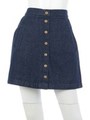 前釦スエードスカート/インディゴブルー
