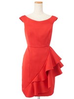 Dラッフルタイトドレスワンピ/レッド