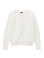 [S]フラワーレース使いニットカーディガン/ブラック(019)