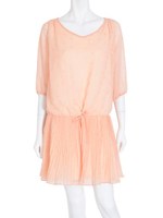 【DUO】 箔ドットシフォンプリーツOP/ライトオレンジ