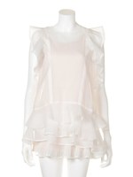 オーガンジーフリルワンピース/WHT