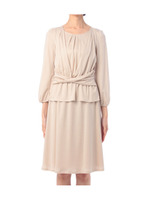 クロスギャザー切り替えセットアップワンピース/ライトベージュ(051)