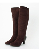 スエード調サイドジップロングブーツ/ブラウン(042)