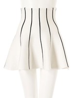 ストライプニットフレアミニスカート/ホワイト