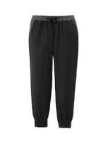 ストレッチフラノリブ付きイージーパンツ/ブラック(019)