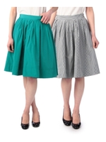 タフタ&ストライプリバーシブルスカート/グリーン(022)