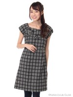 フロッキーチェックワンピース/グレー系