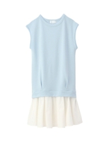 ミニ裏毛異素材ドッキングワンピース/グレー(012)