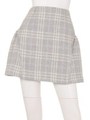 サイド切替チェック柄スカート/グレー