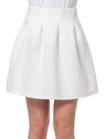 ストライプボンディングフレアミニスカート/サックス