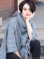 タートルケーブル編ミポンチョ/キャメル