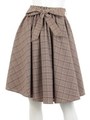 タックウエストグレンチェックミディ丈SK/グレー