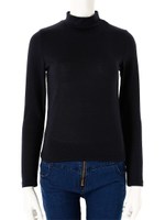 ハイネックシンプルトップス/ブラック