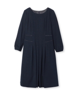 フロントプリーツボンチワンピース/ネイビー(093)