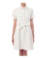 ベルテッド比翼シャツワンピース/ホワイト(003)