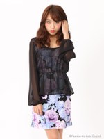 花柄切替ワンピース/イエロー