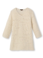 アルパカ混透かし編みVネックニット/ベージュ系(054)