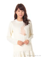 ウサギサガラ刺繍ニットプルオーバー/Ivory