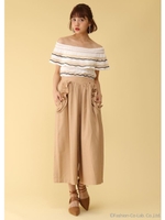 ボーダーオフショルニット/クリーム