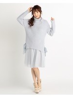 【LIZ LISA】ニット×プリーツワンピース/ブルー