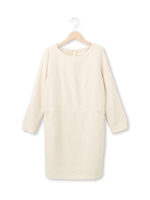 ジャカード織りサックワンピース/ベージュ(052)