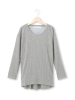 ストライプ柄クルーネックカットソー/ベージュ(352)