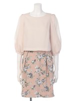 スリットスリーブドッキングワンピース/ピンク