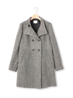 ツイードスタンドカラーコート/チャコールグレー(414)
