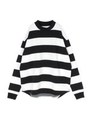 ハイネックボーダーTOPS/WH×BK