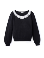 フラワーデザインクルーネックニット/ライトグレー(911)