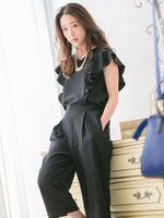 フレアー袖オールインワン/ブラック