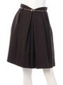 ベルト付ウールランダムタックスカート/ブラウン