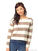 ミラノリブボーダーＰＯ/ブラック系