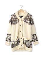 球芯編み裏ボアニットカーディガン/オフホワイト(503)