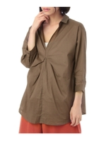 綿ポイルタックシャツ/ブラウン(042)