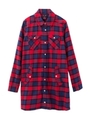 SHAGGY PLAID SHIRT DRESS/レッド