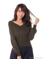 【W】VネックオフショルニットTOPS/グレー