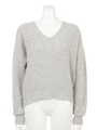 Ｖネック畦ニット/ライトグレー