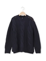 ケーブル編み肩ボタンニットプルオーバー/ネイビー(093)