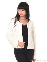 ノーカラーショート丈ジャケット/ホワイト